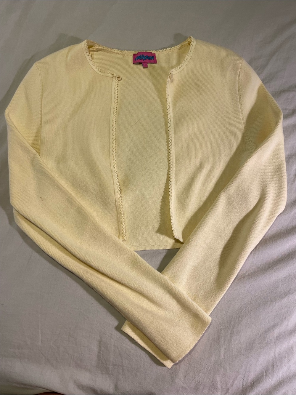 Edikted Yellow Cropped Open-Front Sweater